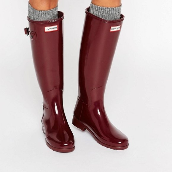 Hunter Shoes - Hunter Burgundy Original Refined Gloss Dulse Tall Wellington Boots